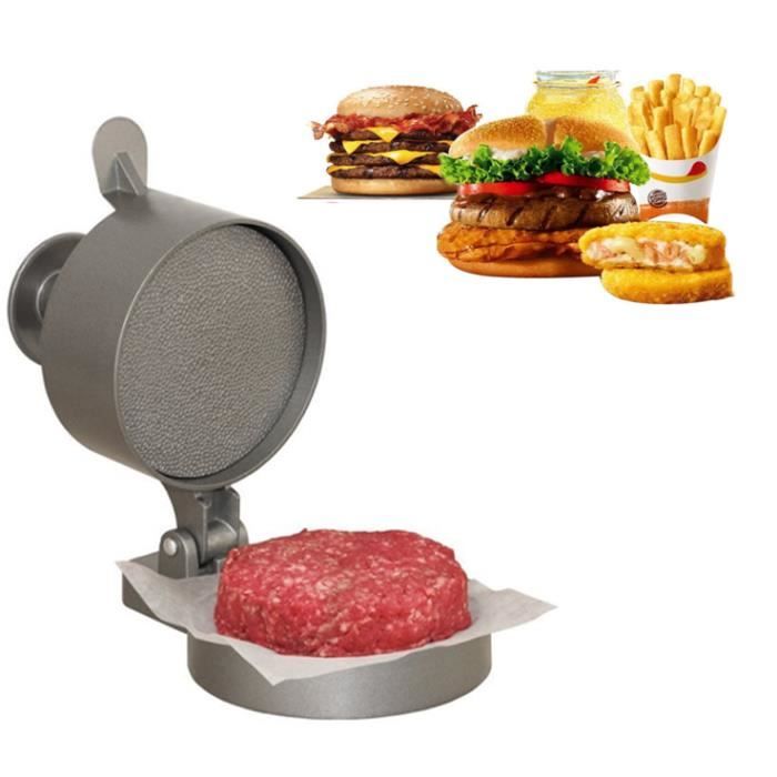 Presse à Hamburgers En Aluminium Antiadhésive + 100 Feuilles De Papier Ciré - Pour BBQ, Cuisine Maison - 9
