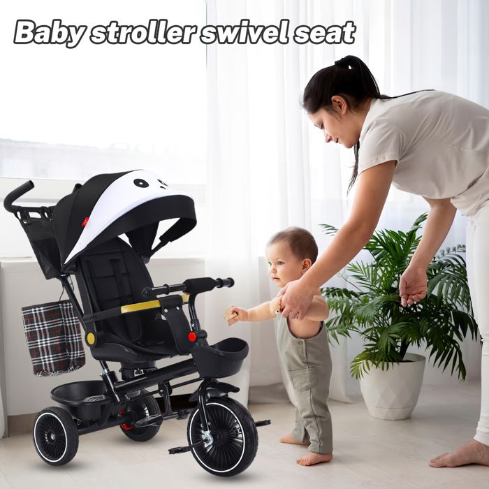 Tricycle Enfant Évolutif avec Siège Réversible, Tricycle Vélo Enfant avec Espace Rangement Télescopique, Tricycle Pliable avec Pare-Soleil,pour Les Enfants de 1 à 5 Ans
