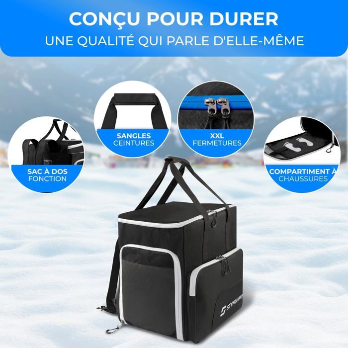 Sac à Chaussures De Ski STYNGARD 54L - Avec Compartiment Casque Et Bottes, Transformable En Sac à Dos (Noir-Rose)