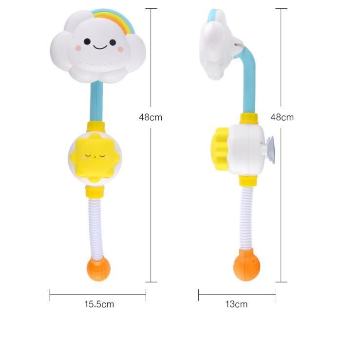 50 cm Filet Jouet Bain Bebe, Blanc Enfants Sac de Rangement pour Jouets de Bain, Shampoing et Gel Douche pour Adultes Filet de Bain, Grande Capacité Auto-Drainant Panier Jouet Bain avec 2