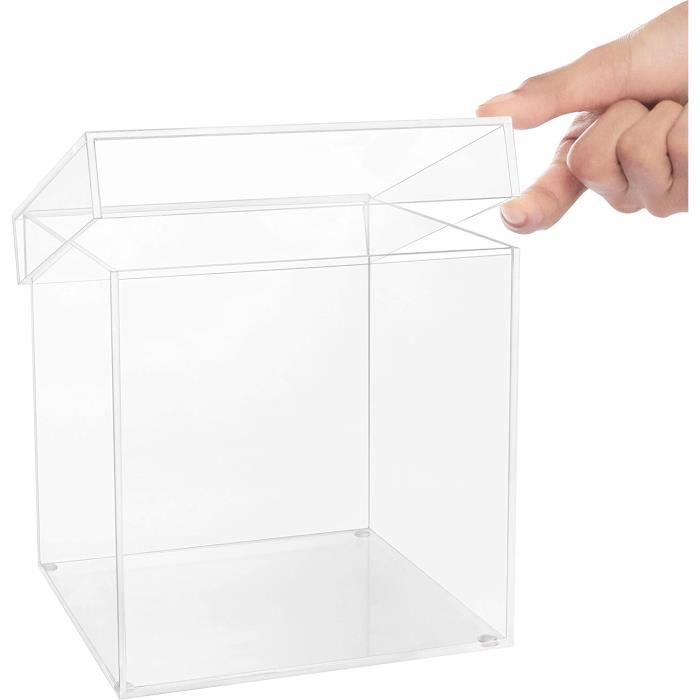 Belle Vous Boite Transparente Acrylique 5 Faces avec Couvercle - Cube 15 x  15 cm - Boite de Rangement en Plastique Anti Poussi[226] - Cdiscount Maison