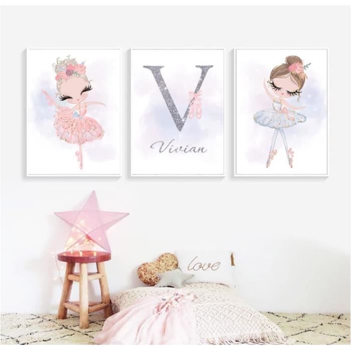 Lot De 3 Affiches Chambre Bébé – 30x40 Cm, Thème Lapin Et Fleurs, Personnalisables Avec Prénom, Toile Imprimée, Sans Cadre - 3