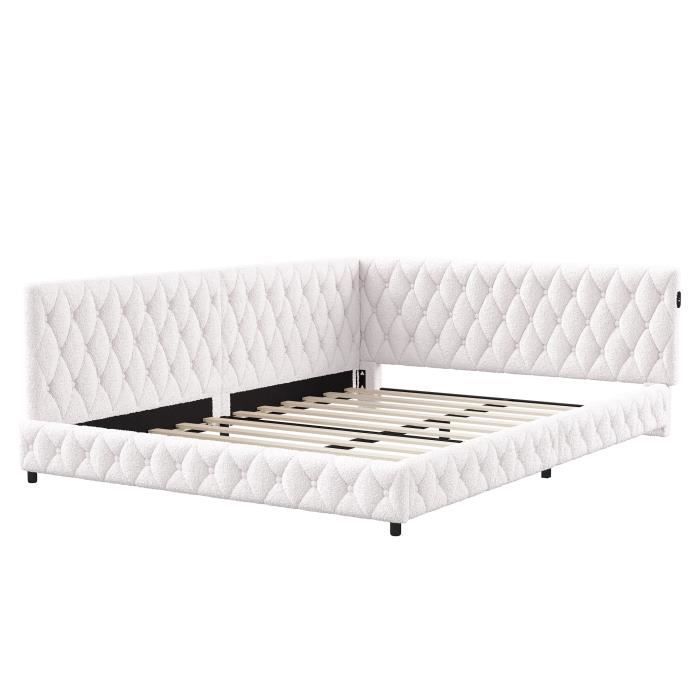 Canapé-lit D'angle 140x200 Cm En Velours Doux Avec LED, USB Et Sommier à Lattes - Pour Chambre Enfant Et Ado - 14