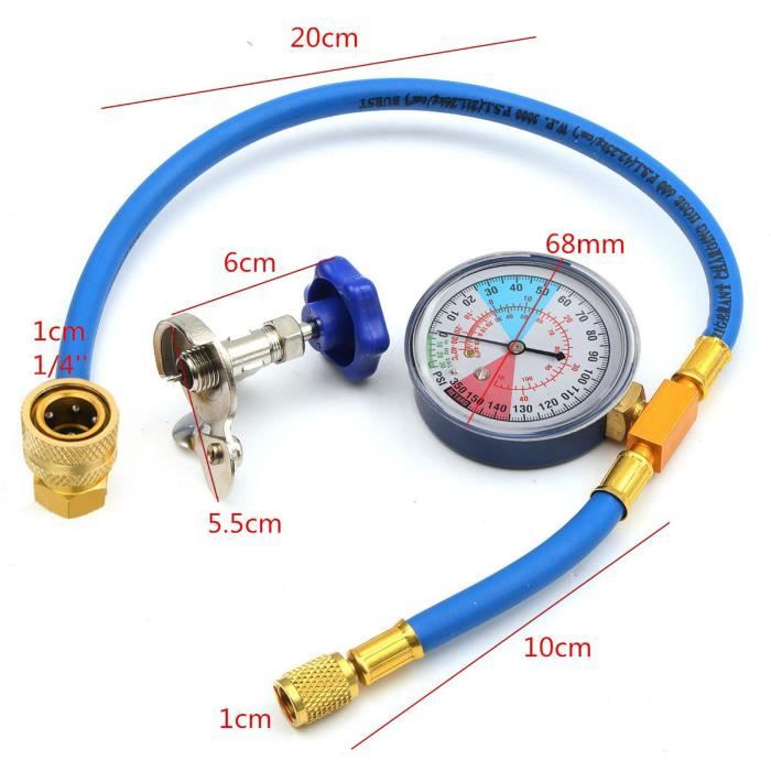Kit De Flexibles Pour Réfrigérant R134A - Tuyau De Recharge Climatisation Voiture Avec Manomètre