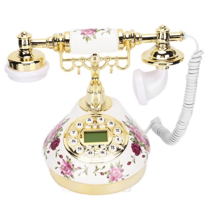 Téléphone Vintage Rétro Landline avec Affichage Electronique de Date