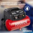 AREBOS Compresseur d'air avec kit d'accessoires 13 pièces Compresseur régulateur mobil Sans huile Arrêt automatique Capacité 6 L-3