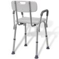 Chaise de douche-Tabouret de douche chaise de bain 53 x 41,5 x (72-84,5) cm personnes âgées et handicapées Aluminium Blanc-3