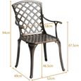 RELAX4LIFE Lot de 2 Chaises de Jardin en Fonte d'Aluminium avec Charge 10KG, Chaise avec Design Creux pour Jardin/Cour/Salon-3