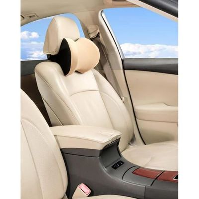 Lot 2 Oreillers Cervical Siège Voiture PU Marron – Appui-tête Cou Confort Voyage, Ergonomique & Respirant