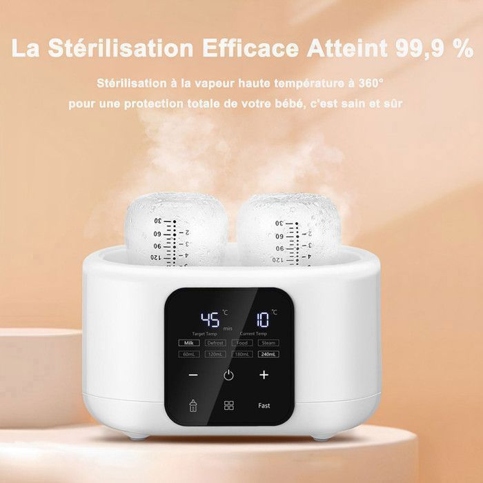 Chauffe-biberon 10 En 1 Zooawa - Réchauffement Rapide 3-6 Min - Décongélation, Maintien Chaud, Cuisson Vapeur - Avec écran LED Et Veilleuse