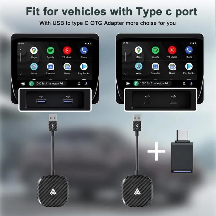 Adaptateur filaire Adaptateur CarPlay sans fil pour Android et Apple, Prise en charge des