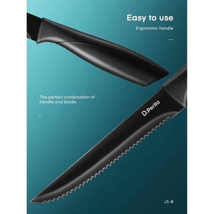 Couteaux de table 8 pcs, couteau a steak en acier dur inoxydable