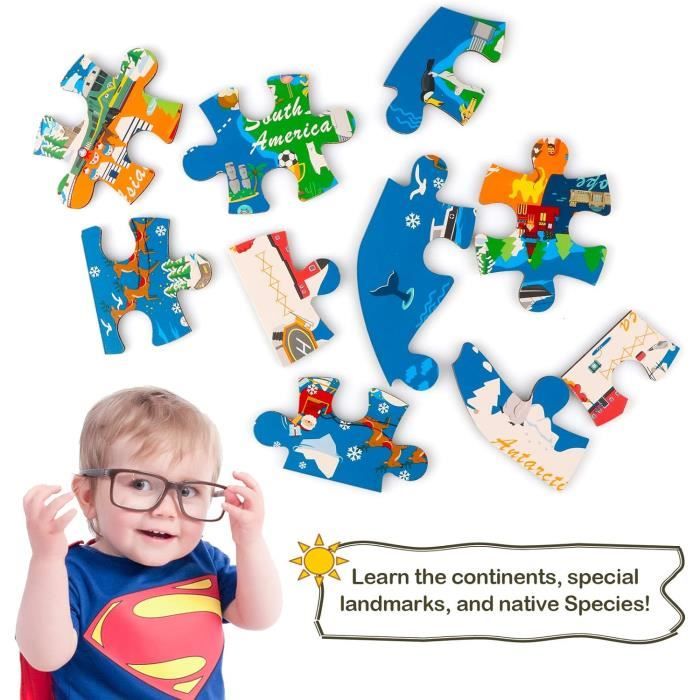 Carte Du Monde En Bois Jigsaw Puzzles Jouets Éducatifs Montessori Pour ...