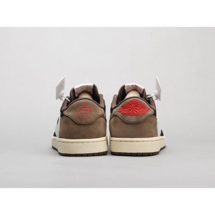 Travis Scott x Air Jordan 1 High OG TS SP Low Top Basketball Chaussures Marron fonc blanc