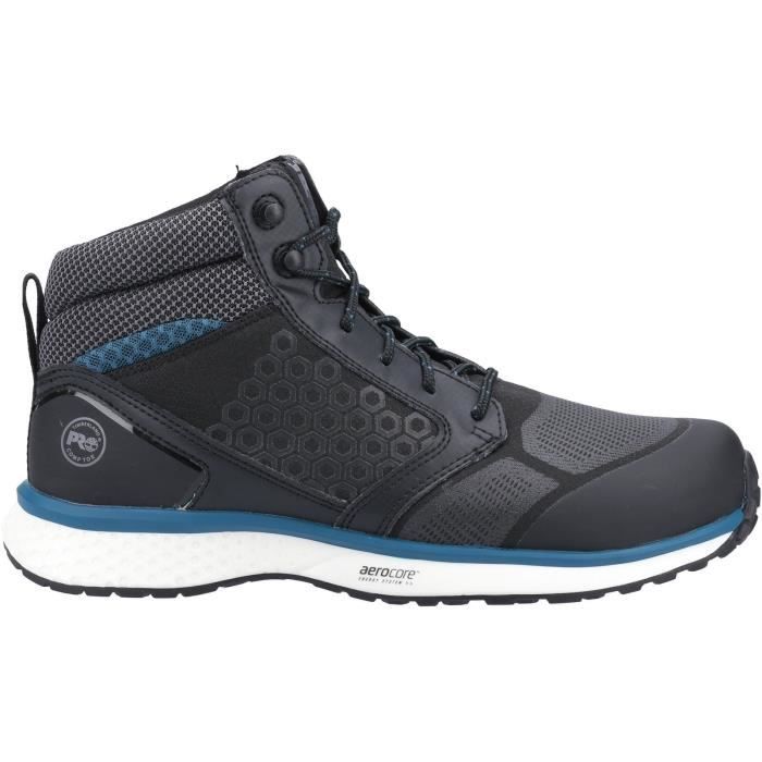 Bottes de securite Timberland Pro Reaxion Mid Composite Unisexes Cuir Noir Bleu Lacets Black blue Cdiscount Pret a Porter