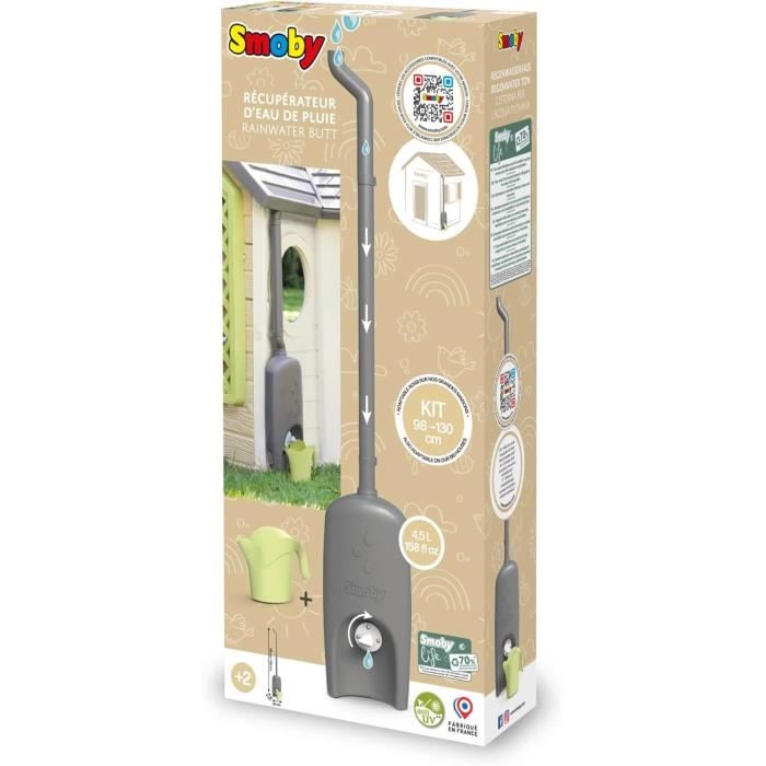 Smoby - Récupérateur d'eau pour maisons compatibles - Anti-UV - Gris - Fabriqué en France