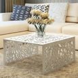 Table basse argentée Design géométrique Aluminium Table à thé Table basse de Salon-0