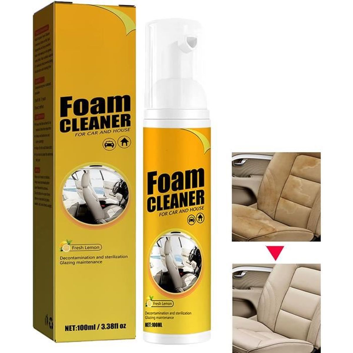 Lot De 2 Outils De Nettoyage Pour Pare-brise De Voiture Avec Poignée Amovible, 6 Tampons En Microfibre Et 2 Flacons Pulvérisateurs Pour Intérieur De