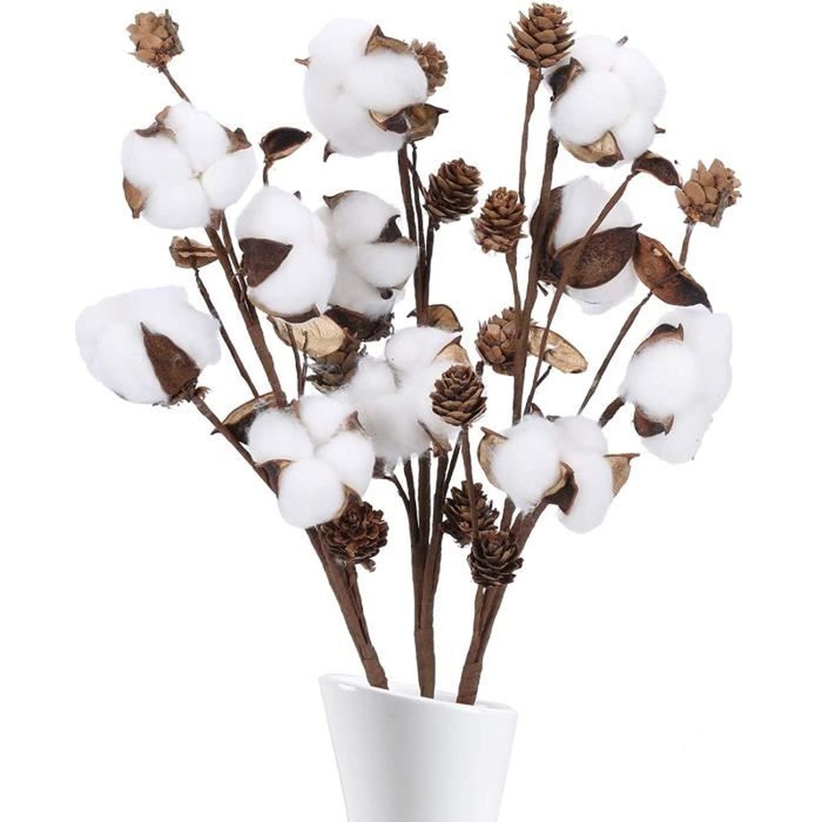 3PCS Fleurs Séchées 4 Têtes Branche de Coton avec Pommes de Pin Fleurs  Artificielles Naturelles Coton Fleurs Séchées pour Vase Maria - Cdiscount  Maison