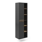 Meuble salle de bain Viola, 50x170cm avec portes, et compartiments ouverts, Anthracite, Chêne Artisan, Vicco