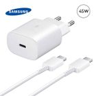 DOCCMIK Chargeur Ultra Rapide 45W Adaptateur secteur Original Samsung + Cable USB-C vers USB-C Pour Samsung Galaxy S22 5G - Blanc CHARGEUR