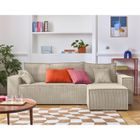BESTMOBILIER Cezanne - canapé d'angle réversible - 4 places - convertible avec coffre - en velours côtelé - Beige
