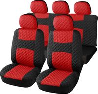 Lupex shop - Housses de siège auto universelles A20, tissu polyester matelassé, avant et arrière avec fermeture éclair, Rouge/noir