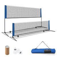 COSTWAY Filet de Badminton Portable 420 x 102 x 89-155 cm-Hauteur Réglable-2 Volants-en PE-Installation 5 Minutes-Sac de Rangement