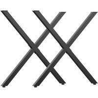 Lot de 2 pieds de table design industriel en croix - piètement antidérapant - dim. 70L x 8l x 72H cm - acier époxy noir