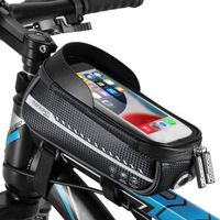 Sacoche de cadre vélo imperméable bandes réfléchissantes pare-soleil TPU sacoche smartphone max. 6,8" guidon sac pochette support