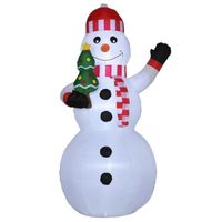 Outsunny Bonhomme de Neige Gonflable de Noël avec Lumières LED Hauteur 180 cm Décoration de Noël avec Sapin Polyester imperméable