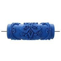 Rouleau à peinture avec motifs décoratifs pour machine - YWEI - Motifs fleurs-bleu - 15 x 5,1 cm - DIY