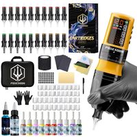 Kit Machine à Tatouer Rotative Sans Fil - Avec Encre, Aiguilles, Peau D'entraînement | Moteur Sans Noyau 9000 Tr/min | Pour Débutants Et Pros