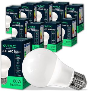 Lot De 10 Ampoules LED E27 8,5W - Équivalent 60W, 806 Lumens, Blanc Froid 6500K, Angle 200°, Non Dimmable - 8