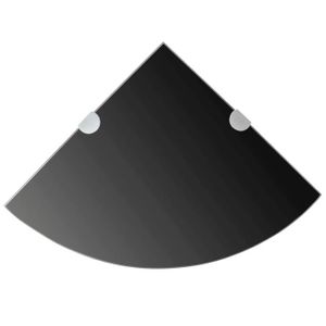 MEUBLE ÉTAGÈRE Étagères d'angle - Verre Noir - 35x35 cm - 15 kg - 8 mm