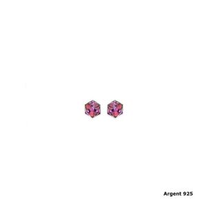 Boucle d'oreille Boucles d'Oreilles Tiges Argent 925 Cube Cristal
