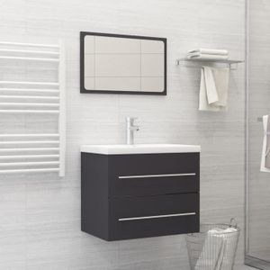 SALLE DE BAIN COMPLETE Ensemble de meubles de salle de bain suspendu gris haut de gamme CHEZ STAR®