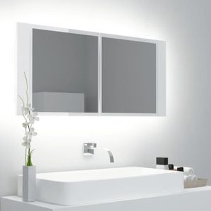 COLONNE - ARMOIRE SDB Armoire à miroir de bain LED - JILL - Blanc brilla