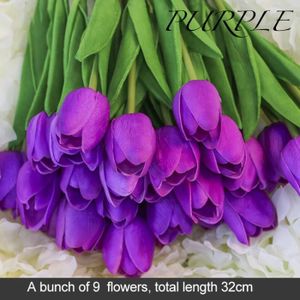 FLEUR ARTIFICIELLE Tulipe violet-9pcs - Simulation de tulipe Calla ly