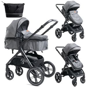 POUSSETTE  Bebelissimo - Poussette transformable - combinée - convertible - 2 en 1 -poids 0-22kg - NYA - gris