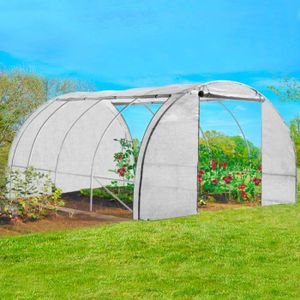 6m blanc Panneaux de protection pour toit Serre de jardin tunnel en plastique avec cadre en métal serre de jardin 3 