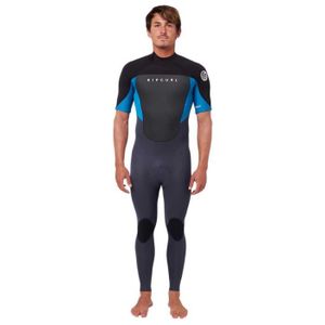 COMBINAISON DE SURF RIP CURL Combinaison Homme Omega 2mm E-Stitch Manches Courtes Back Zip - Bleu - Easy Stretch
