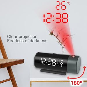 Réveil Projecteur Plafond Avec Thermomètre/hygromètre - Horloge LED, Température Intérieure/extérieure Sans Fil