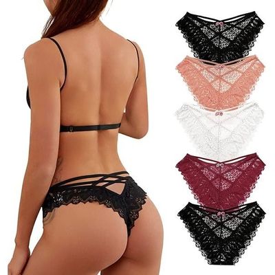 Culottes Femme Coton Haute Taille - Pack 5, Dentelle Sexy, Confortable Et Sans Couture