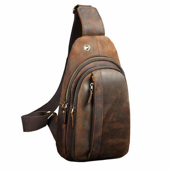 Sacoche Photo En Cuir Vintage - Bandoulière Poitrine - Pour Appareil Argentique - Occasion