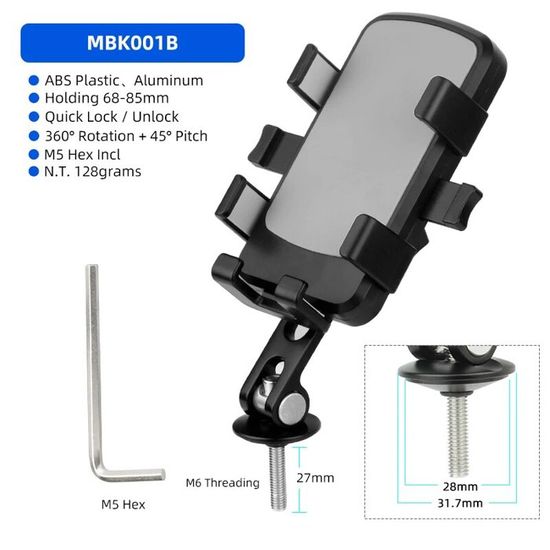 Support Téléphone Universel Pour Guidon Vélo, Moto, Scooter - Fixation Solide - Fabriqué En Allemagne