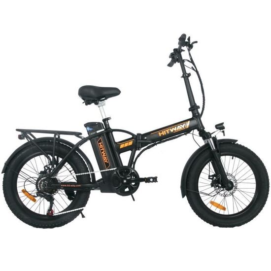 HITWAY Vélo électrique Pliable 20" - E-Bike 7 vitesses - Batterie au Lithium Amovible 36V 11,2Ah - Autonomie 35KM-90KM - Orange