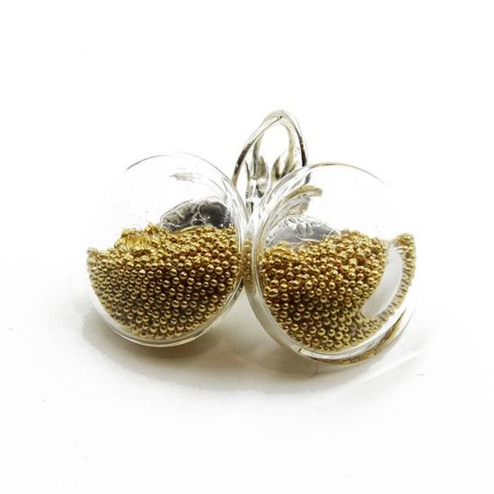 Boucles D'oreilles Dormeuses Vintage Dorées Avec Perle De Cristal à Facettes - Anciennes Et Patinées