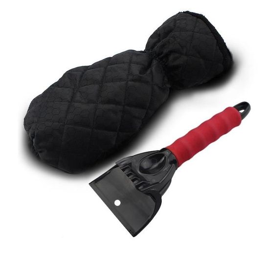 Grattoir à Glace Voiture Avec Gant Chaud - Lame Large, Poignée Rembourrée, Idéal Pour Pare-brise Gelé, Kit Hiver