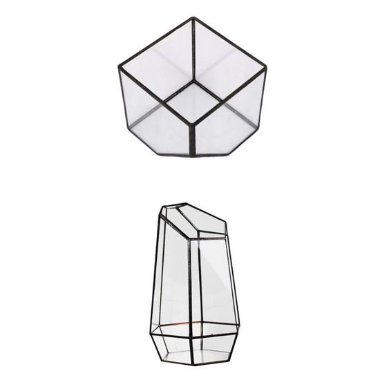 2 Set Serre en Verre de Hexagonal/Géométrie Vase pour Décoration Miniature Jardin Maison